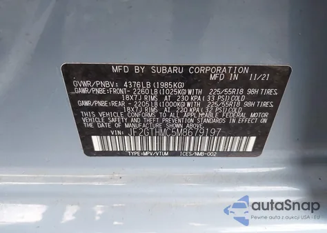 2021 Subaru Crosstrek Limited из США, поврежденный, VIN JF2GTHMC5M8679197